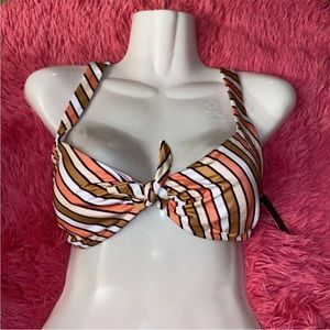 Victoria's Secret‎ Swim Bathing Suit Tie-Front Bralette Bikini Top Stripes  XL